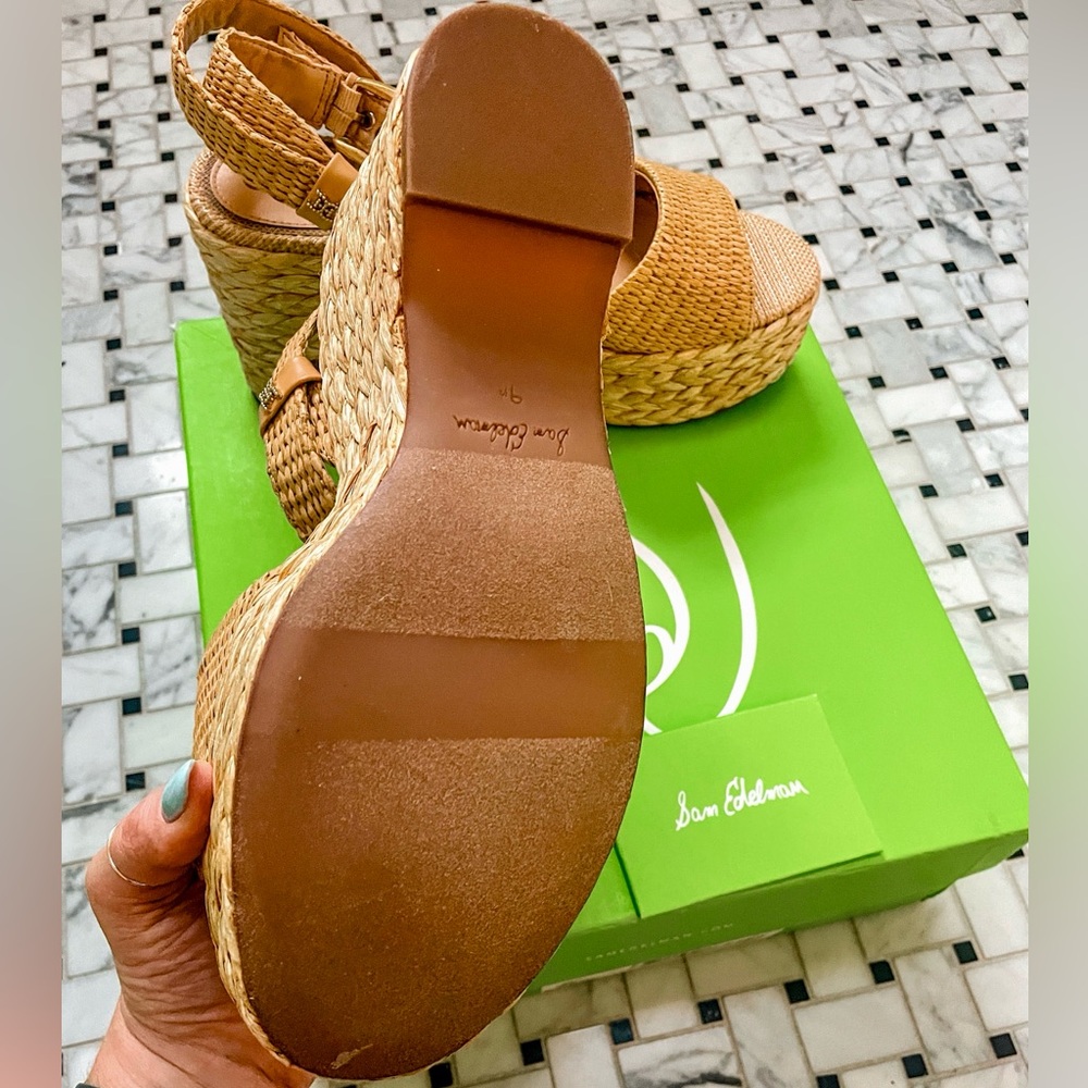 Sam Edelman April Platform Wedge Sandals – Sand Raffia - Size 9.5 - Picture 7 of 7